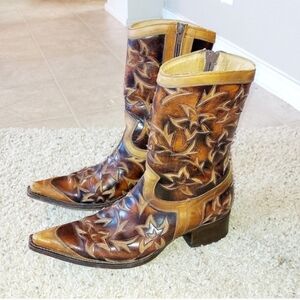 Sendra Women's Floral Genuine Leather Boot SZ 7.5